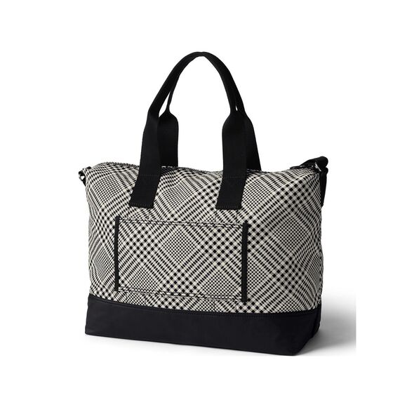 NWOT Lands End Canvas Weekender Duffle Bag Black White Pink Plaid Travel Luggage - Picture 2 of 16